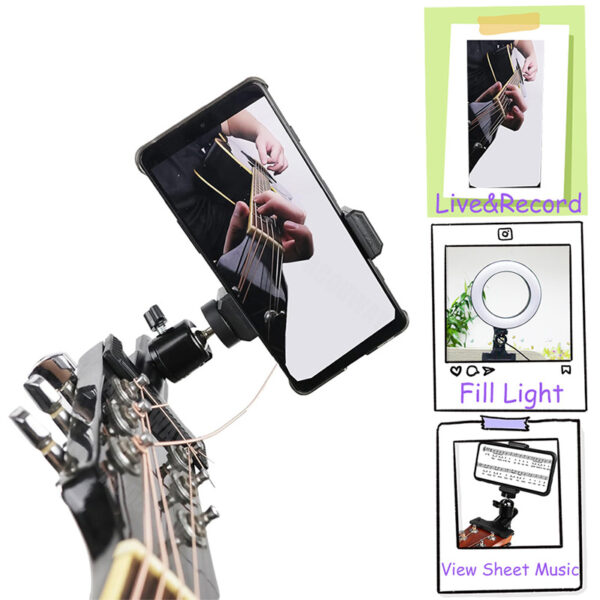 Guitar Head Clip Holder Live broadcast bracket clip Mobile Phone Kalimba Support Phone Stand Musical Instrument Accessories