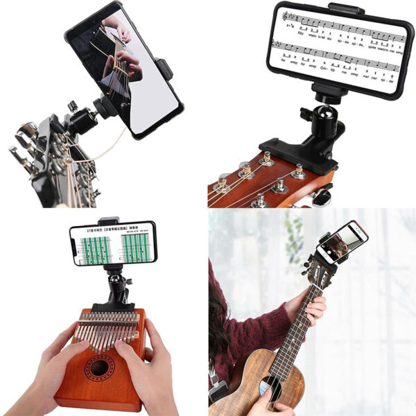 Guitar Head Clip Holder Live broadcast bracket clip Mobile Phone Kalimba Support Phone Stand Musical Instrument Accessories