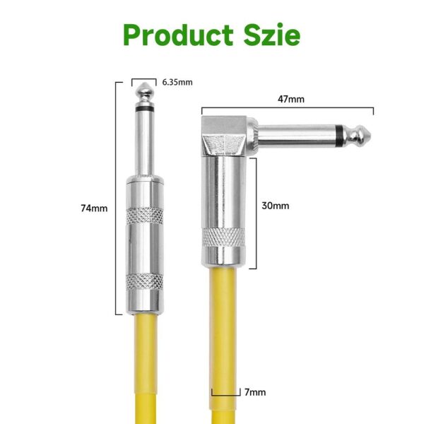 Acouway Guitar Cable Noise Reduction Cord Right Angle to Straight For Electric Guitar Bass Mic Amp