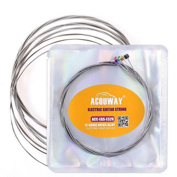 ACOUWAY Electric Guitar Strings Normal Custom Light 12-Gauge Nickel Wound String Colorful Ball-End 6pcs/Set For Beginner and Professionals