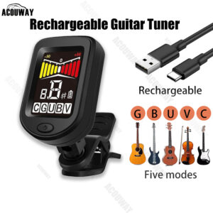 ACOUWAY Guitar Tuner Rechargeable Chromatic Digital Tuner With Color LCD Display String Instrument Accessories For Guitar Ukulele Violin Bass Mandolin