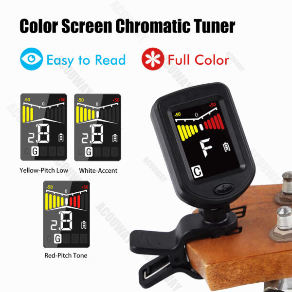 main-4 ACOUWAY Guitar Tuner Rechargeable Chromatic Digital Tuner With Color LCD Display String Instrument Accessories For Guitar Ukulele Violin Bass Mandolin