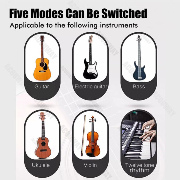 main-8 ACOUWAY Guitar Tuner Rechargeable Chromatic Digital Tuner With Color LCD Display String Instrument Accessories For Guitar Ukulele Violin Bass Mandolin