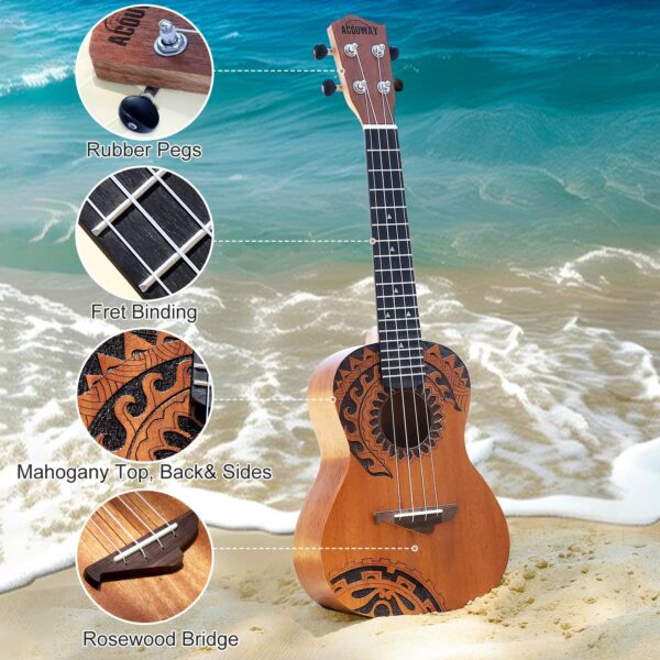 Acouway Ukulele Soprano/Concert Beginner Mahogany 21/23 Inches Ukelele With FREE Accessory Ukulele Kits