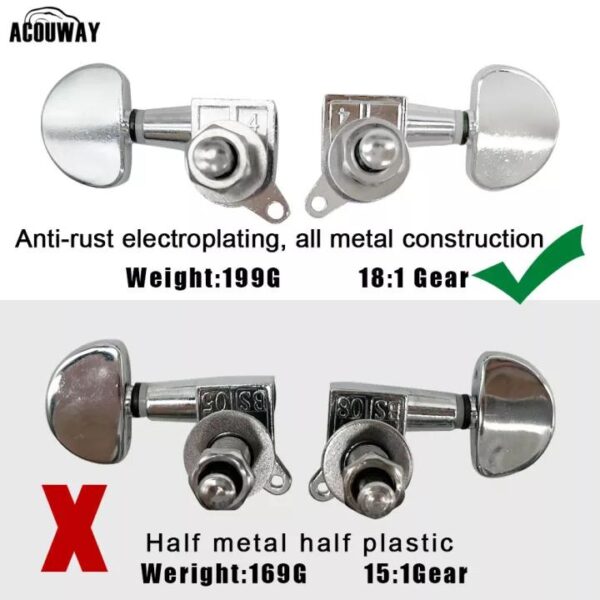 2-6 pcs Guitar Machine Head Knobs String Tuning Pegs for Acoustic/Electric Guitar Full Closed 18:1 Gears/Tombol Kepala Mesin Gitar, Peg Penalaan Tali