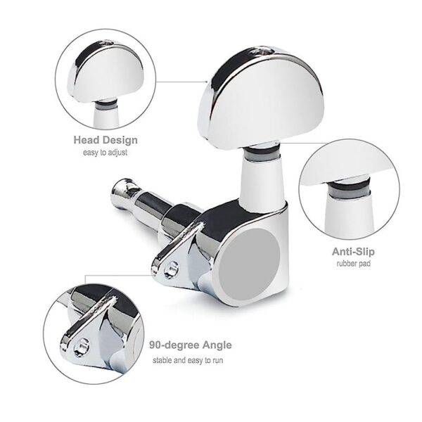 2-6 pcs Guitar Machine Head Knobs String Tuning Pegs for Acoustic/Electric Guitar Full Closed 18:1 Gears/Tombol Kepala Mesin Gitar, Peg Penalaan Tali
