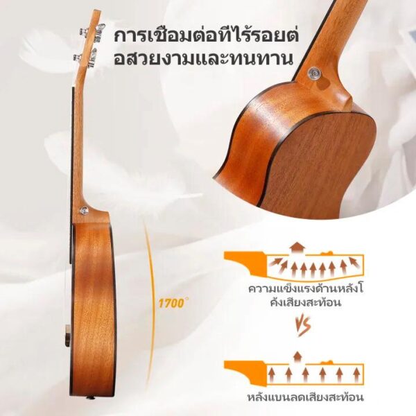 Acouway Concert Ukulele Solid Spruce Top 24 Inch Ukelele Set for adults with Free 12MM Gig Bag Strap