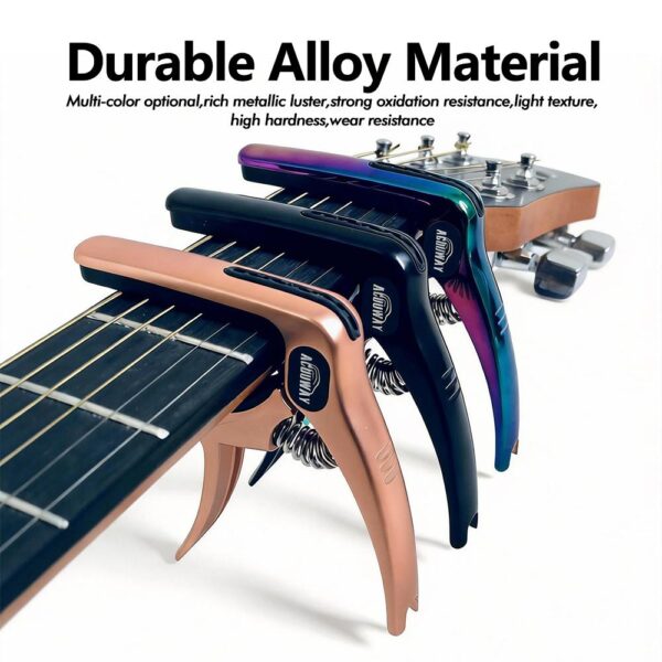 ACOUWAY Guitar Capo with Pick Slot Metal Guitar Key Clamp for Acoustic electric Guitar With pin puller function including a pc free pick