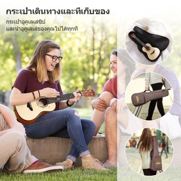 Acouway Concert Ukulele Solid Spruce Top 24 Inch Ukelele Set for adults with Free 12MM Gig Bag Strap