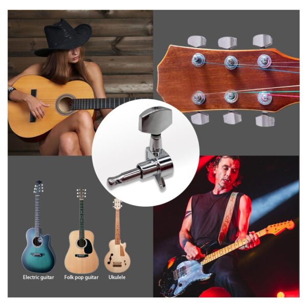 2-6 pcs Guitar Machine Head Knobs String Tuning Pegs for Acoustic/Electric Guitar Full Closed 18:1 Gears/Tombol Kepala Mesin Gitar, Peg Penalaan Tali