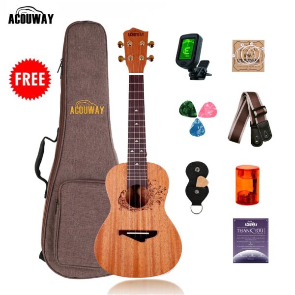 Acouway Ukulele soprano/Concert/tenor Ukelele 21/24/26 mahogany ukulele guitar Japan Carbon strings