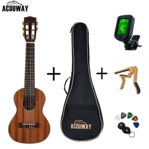 Acouway 28 inch Guitar Guitalele Guitarlele ukulele Sapele body 6 Strings 18 Frets Classical Knob