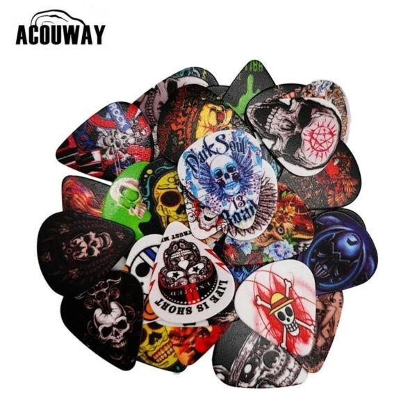 Acoustic Guitar Picks Mediator electric guitar plectrum 0.46 /0.71/0.96/MM Bass Picks Free box With Cool Skull Image