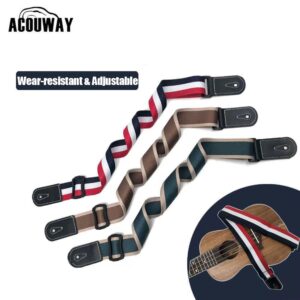 Acouway Adjustable Ukulele Strap Belt Sling With Hook Soft Polyester Woven Printing Pattern