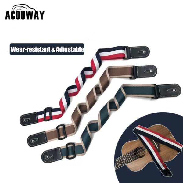 Acouway Adjustable Ukulele Strap Belt Sling With Hook Soft Polyester Woven Printing Pattern