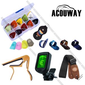 Guitar Accessories kit Holder Guitar tuner+Capo+Guitar Pick+Strap+Fingertip Protector/ Guitar Rack Bundle Package