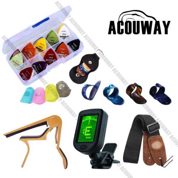 Guitar Accessories kit Holder Guitar tuner+Capo+Guitar Pick+Strap+Fingertip Protector/ Guitar Rack Bundle Package