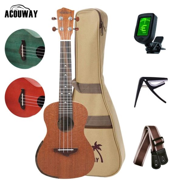 Acouway Ukulele Ukulele 21/24/26 soprano concert tenor Inch Ukulele Sapele body Auqila string with free Accessories and Gigbag, authentic Ukulele, world-class brand.
