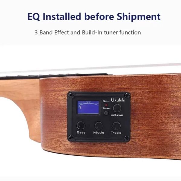 Acouway 24/26 inch Electric Ukulele concert tenor ukelele Sapele wood Equipped 3 Bands EQ with Tuner function.