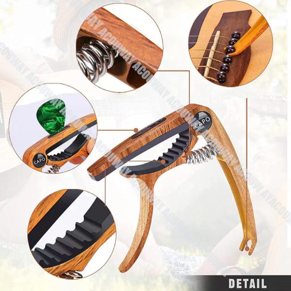 Acouway Guitar Capo Clamp for Acoustic and Electric Guitar with Bridge Pin Remover and Guitar Pick Slot holder Aluminum Alloy material