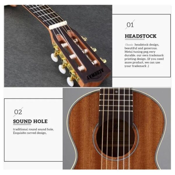 Acouway 28 inch Guitar Guitalele Guitarlele ukulele Sapele body 6 Strings 18 Frets Classical Knob
