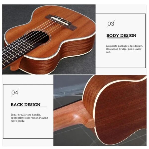 Acouway 28 inch Guitar Guitalele Guitarlele ukulele Sapele body 6 Strings 18 Frets Classical Knob