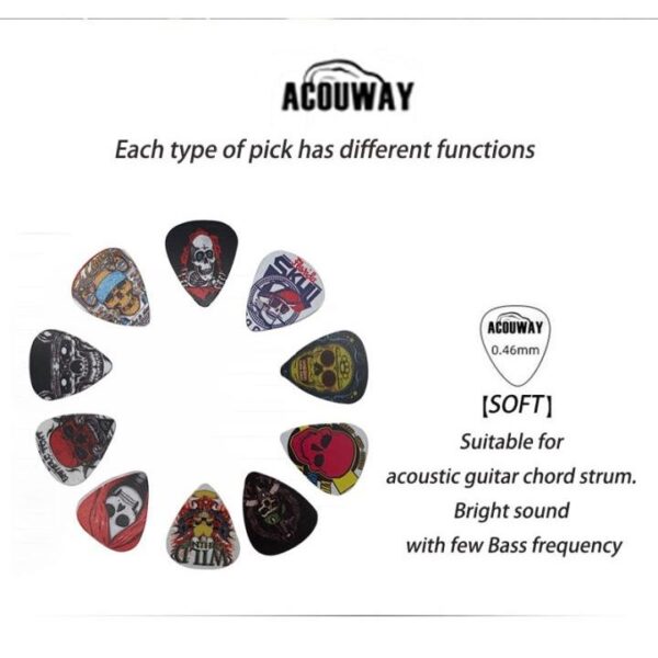Acoustic Guitar Picks Mediator electric guitar plectrum 0.46 /0.71/0.96/MM Bass Picks Free box With Cool Skull Image