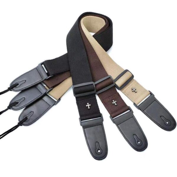 Electric Guitar Strap Acoustic Folk Guitar Belt Vintage Cross Personality Guitar Straps with Pick Holder Pocket