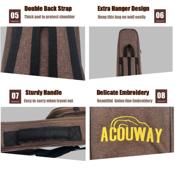 Acouway Ukulele Bag 10MM Padded Case 24/26 Inch Concert/Tenor Size Oxford Cloth Ukelele Cover Gigs