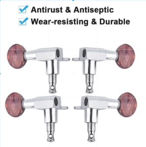 Ukulele String Tuning Pegs 2L2R Silver Enclosed Locking Tuners Red Round Machine Heads For Ukulele