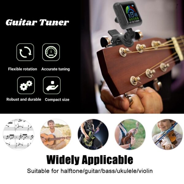 Aroma Guitar Tuner AT-102 Rechargeable Clip-on Tuner With Built-in Battery USB For Guitar Ukulele