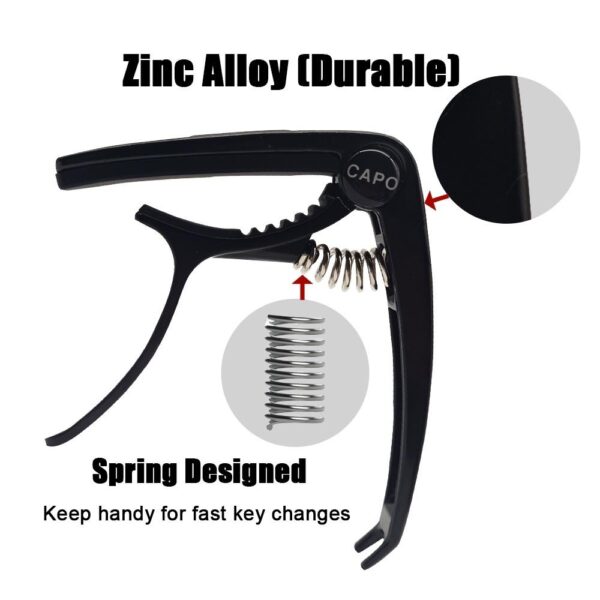 Acouway Guitar Capo Clamp for Acoustic and Electric Guitar with Bridge Pin Remover and Guitar Pick Slot holder Aluminum Alloy material