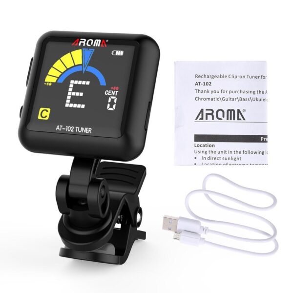 Aroma Guitar Tuner AT-102 Rechargeable Clip-on Tuner With Built-in Battery USB For Guitar Ukulele
