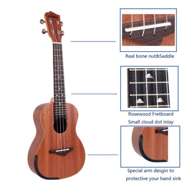 Acouway 24/26 inch Electric Ukulele concert tenor ukelele Sapele wood Equipped 3 Bands EQ with Tuner function.