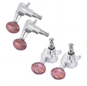 Ukulele String Tuning Pegs 2L2R Silver Enclosed Locking Tuners Red Round Machine Heads For Ukulele