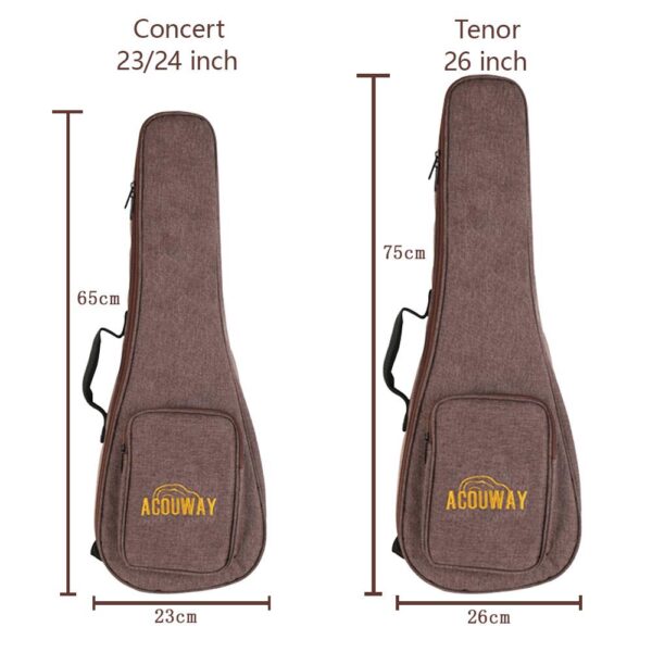 Acouway Ukulele Bag 10MM Padded Case 24/26 Inch Concert/Tenor Size Oxford Cloth Ukelele Cover Gigs