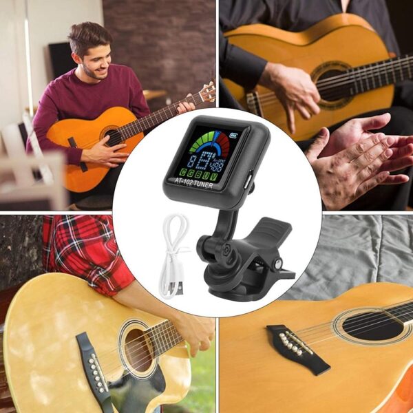 Aroma Guitar Tuner AT-102 Rechargeable Clip-on Tuner With Built-in Battery USB For Guitar Ukulele