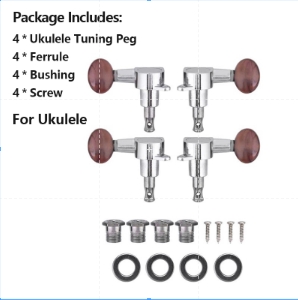 Ukulele String Tuning Pegs 2L2R Silver Enclosed Locking Tuners Red Round Machine Heads For Ukulele