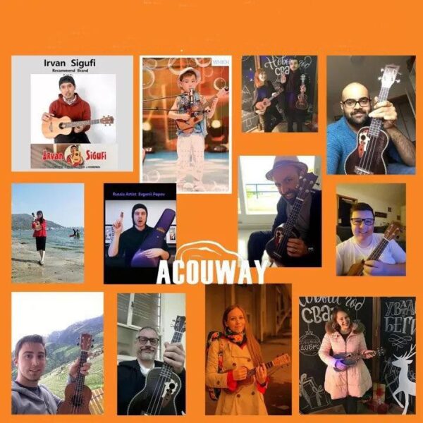 Acouway Ukulele Ukulele 21/24/26 soprano concert tenor Inch Ukulele Sapele body Auqila string with free Accessories and Gigbag, authentic Ukulele, world-class brand.